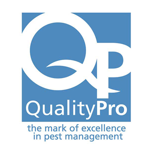 Blue QualityPro logo white background